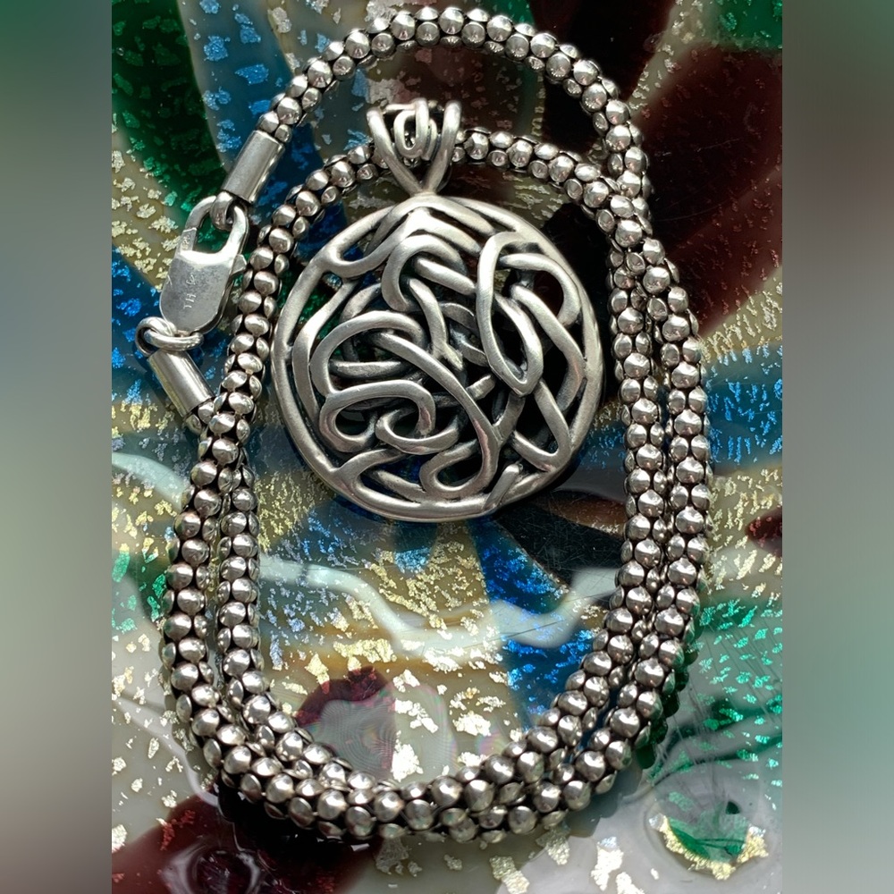RESERVED Silpada Dynamic RARE DUO Sterling Celtic Knot Woven Pendant & 17” Popco - Picture 8 of 16
